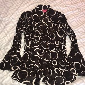 🌸4x20 🌸SUNNY LEIGH SHEER PRINT L-SLEEVE BLOUSE S